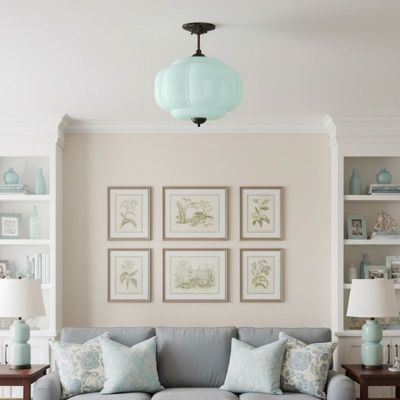 Eloise Vintage Pendant Light - Glass Semi-Flush Mount for Kitchen