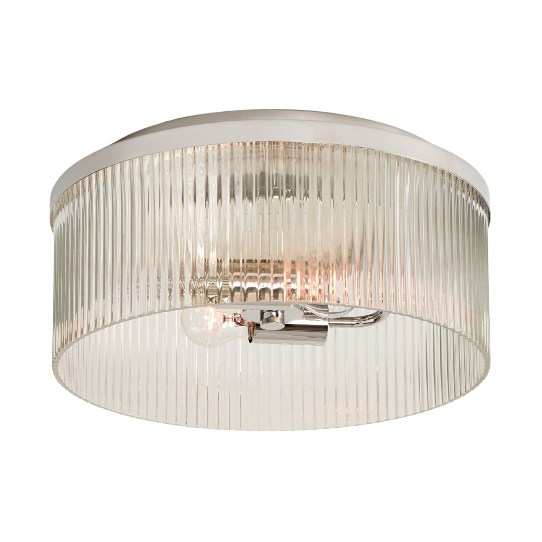 Bravira Flush Mount Ceiling Light - Ribbed & Bubbled Glass Metal Light
