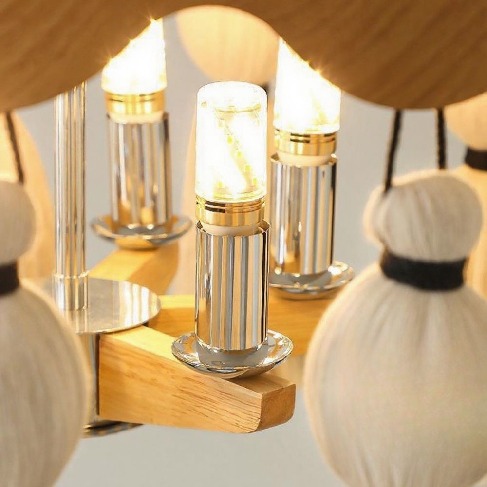 Boho Tassel Chandelier - Natural Cotton Woven Lamp For Living Room