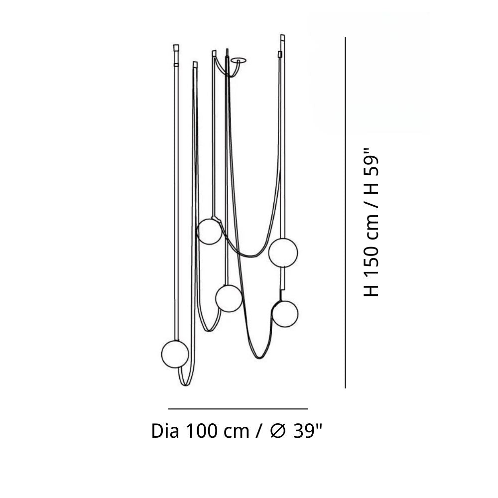 Suspension moderne en cuir – Lampe à boules de verre multiples pour salle à manger