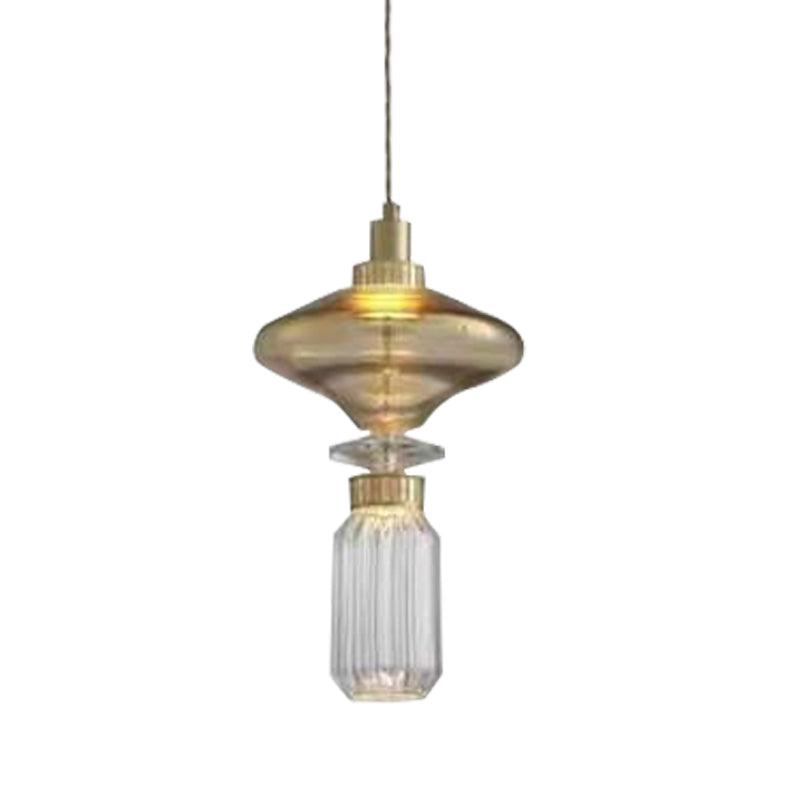 Sleek Hanging Light - Iron Metal Glass Gold Clear Hardwired Atmosphere