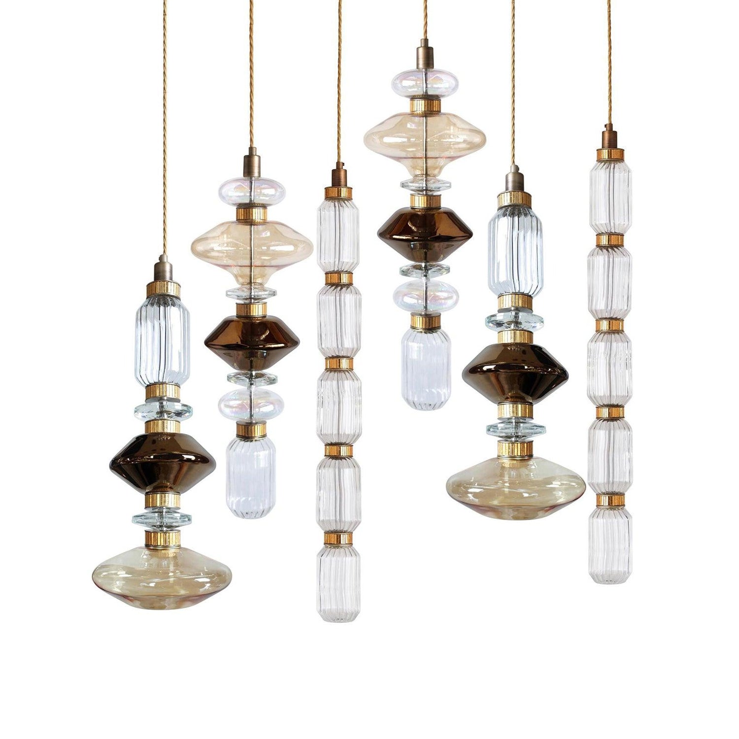 Sleek Hanging Light - Iron Metal Glass Gold Clear Hardwired Atmosphere