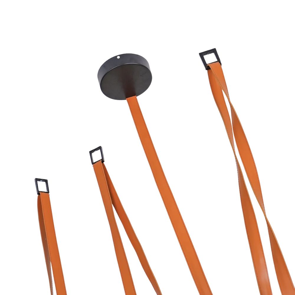 Modern Leather Pendant Light - Multiple Glass Orb Lamp for Dining Room