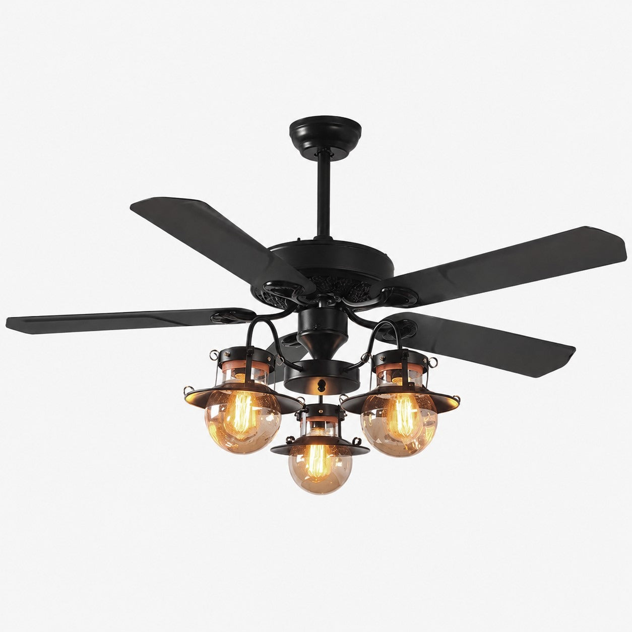 Style A iron blades three-light ceiling fan