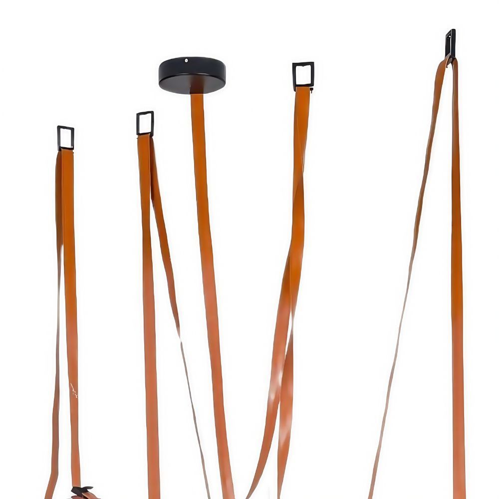 Suspension moderne en cuir – Lampe à boules de verre multiples pour salle à manger