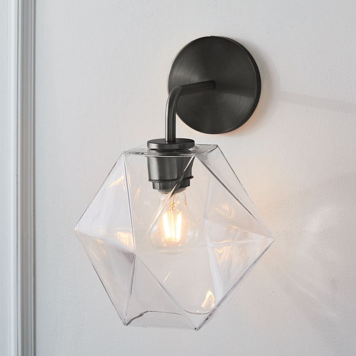 Talvior Geometric Modern Bathroom Sconce - Faceted Shade Light in Luxe Finishes