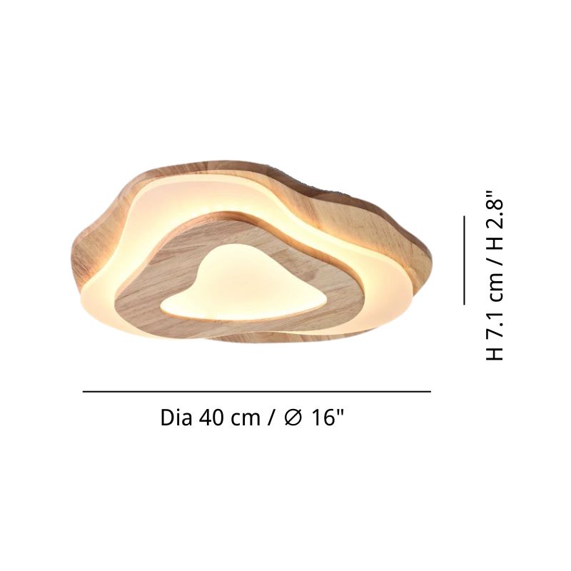 Wood Flush Mount Ceiling Light - Natural Beaded Pendant Design