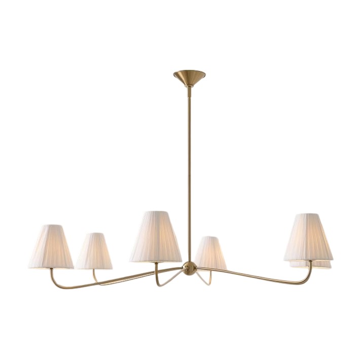 Fibura Modern Linen Chandelier - Metal Linear Light for Dining Room