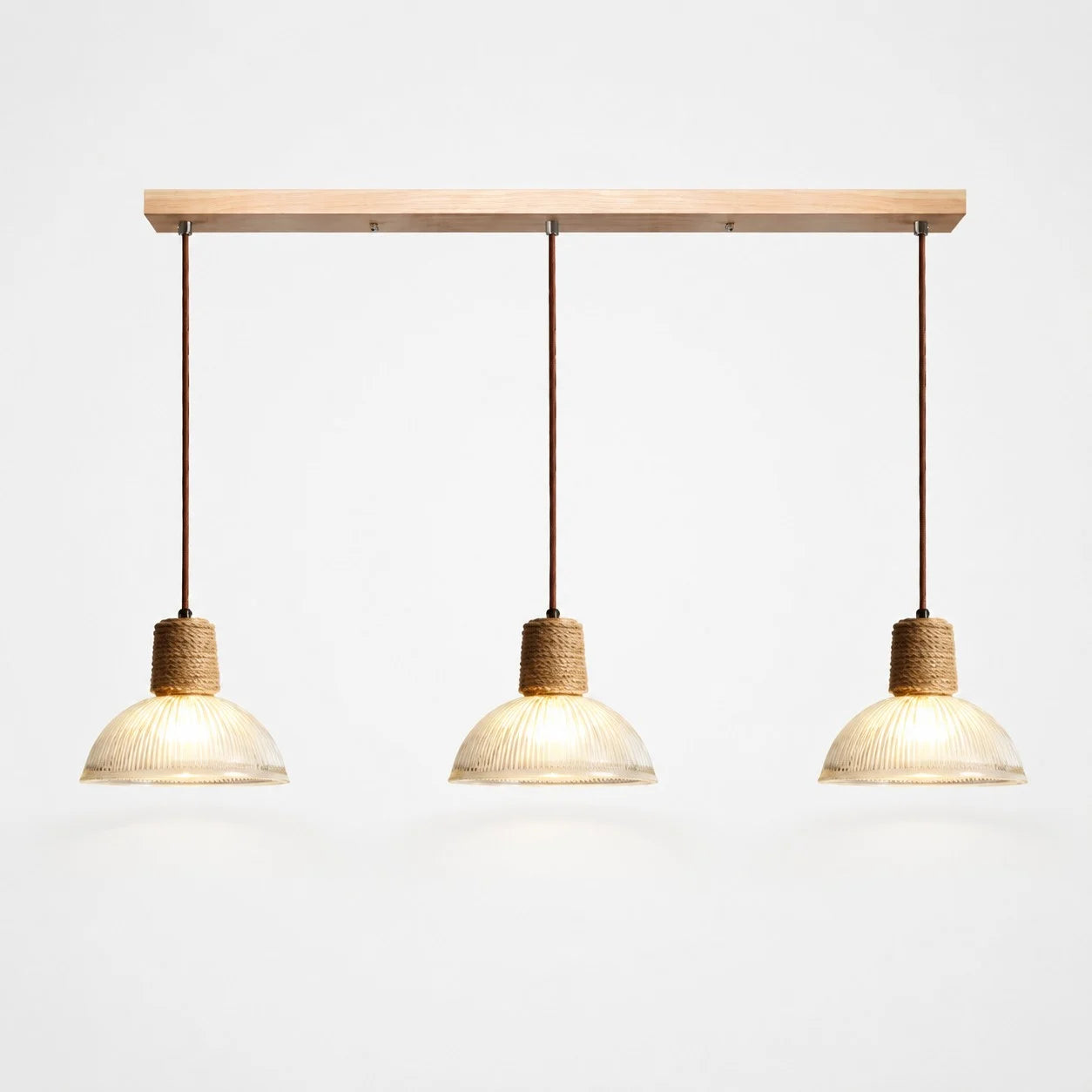 Rustic Woven Rope Glass Pendant Light Collection