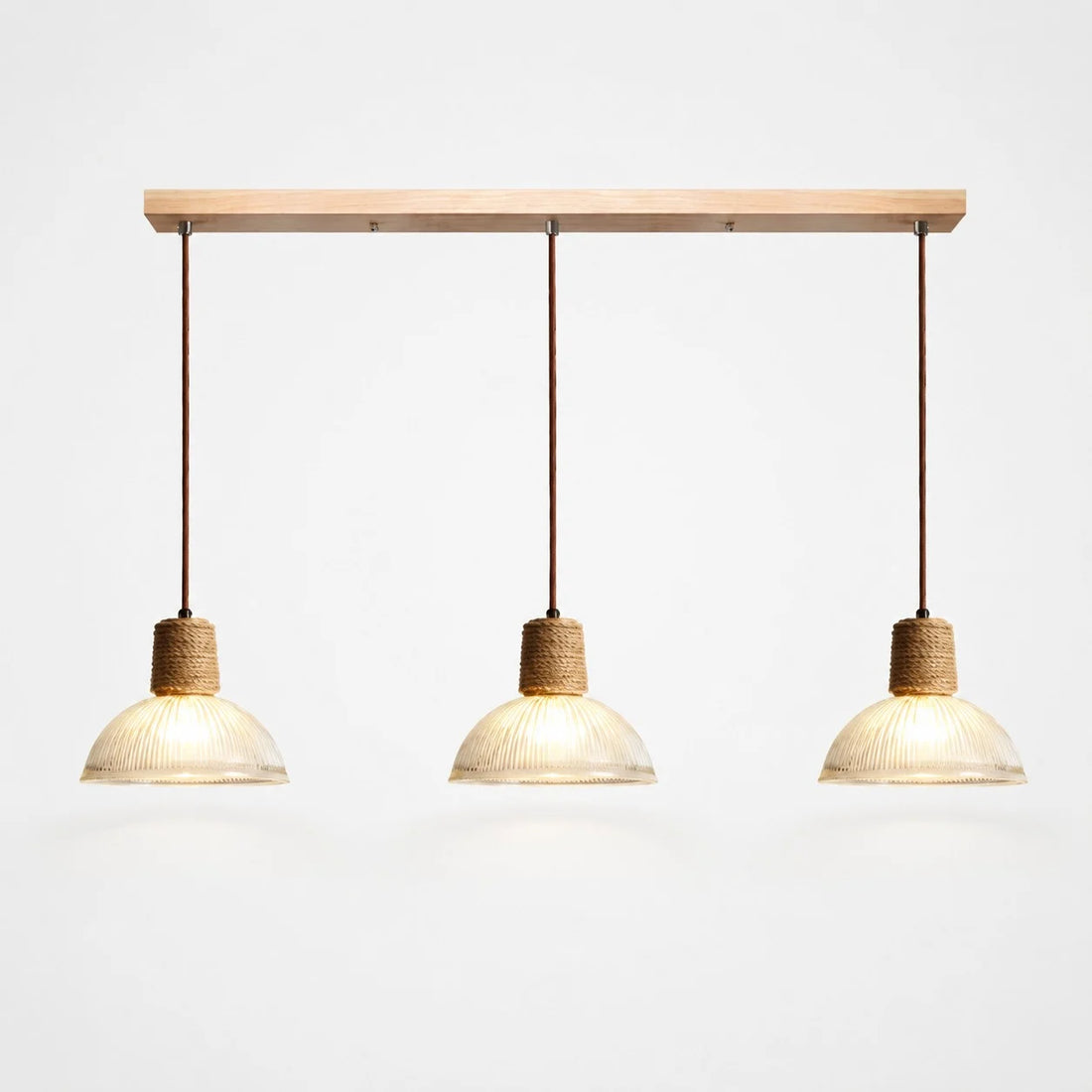 Rustic Woven Rope Glass Pendant Light Collection