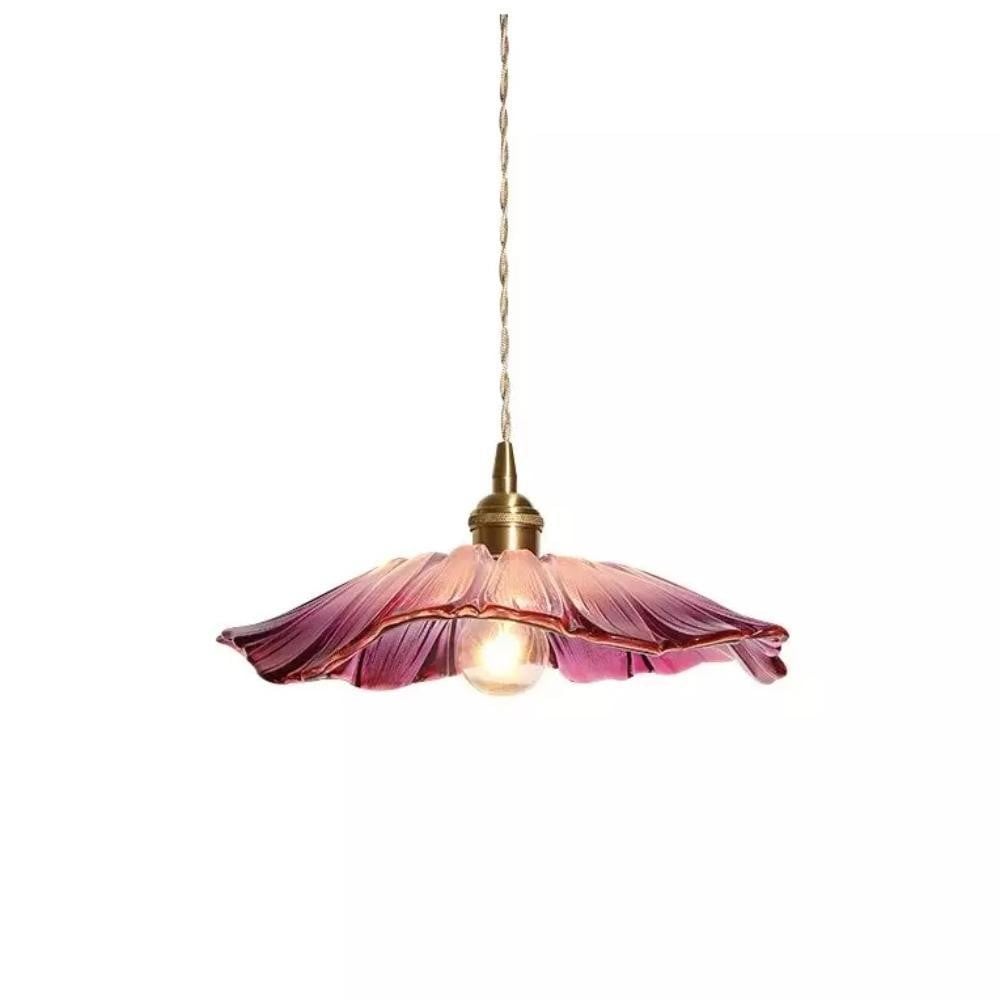 Retro Lotus Glass Pendant Light For bedroom