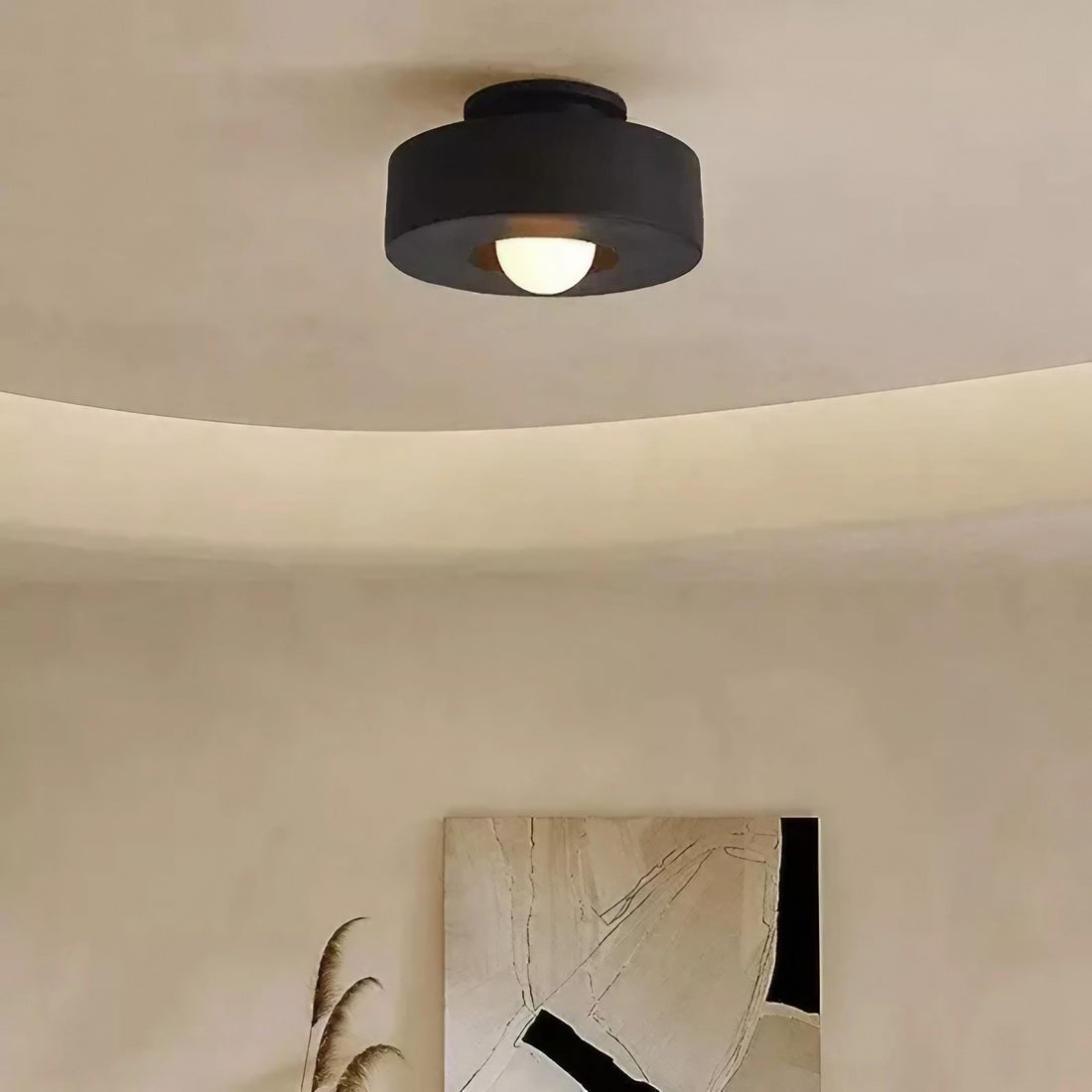 Plafonnier rond en résine – Style rétro Wabi Sabi pour intérieurs apaisants