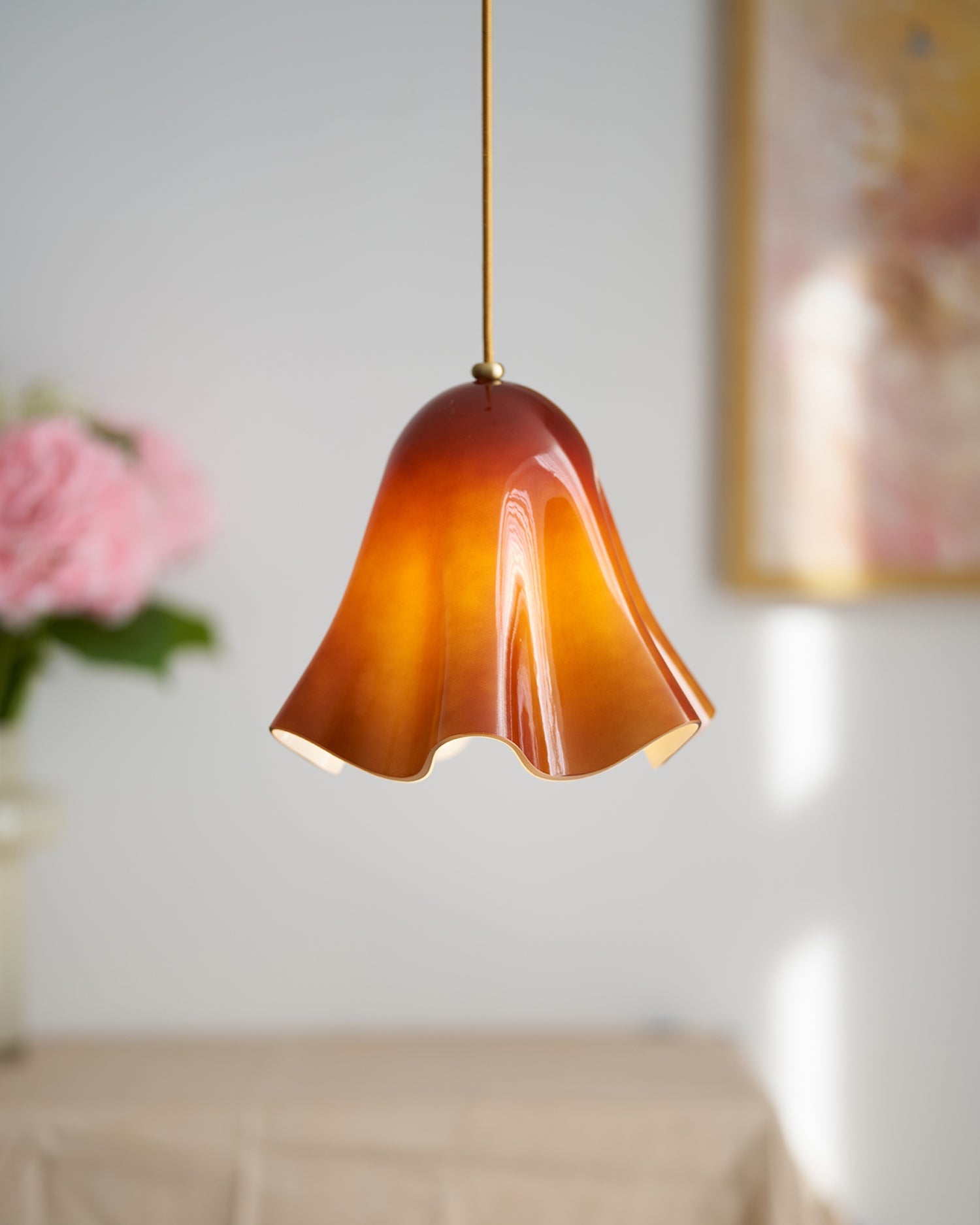 Bellina Artistic Glass Pendant Light - Modern Bloom Inspired Hanging Ceiling Lamp