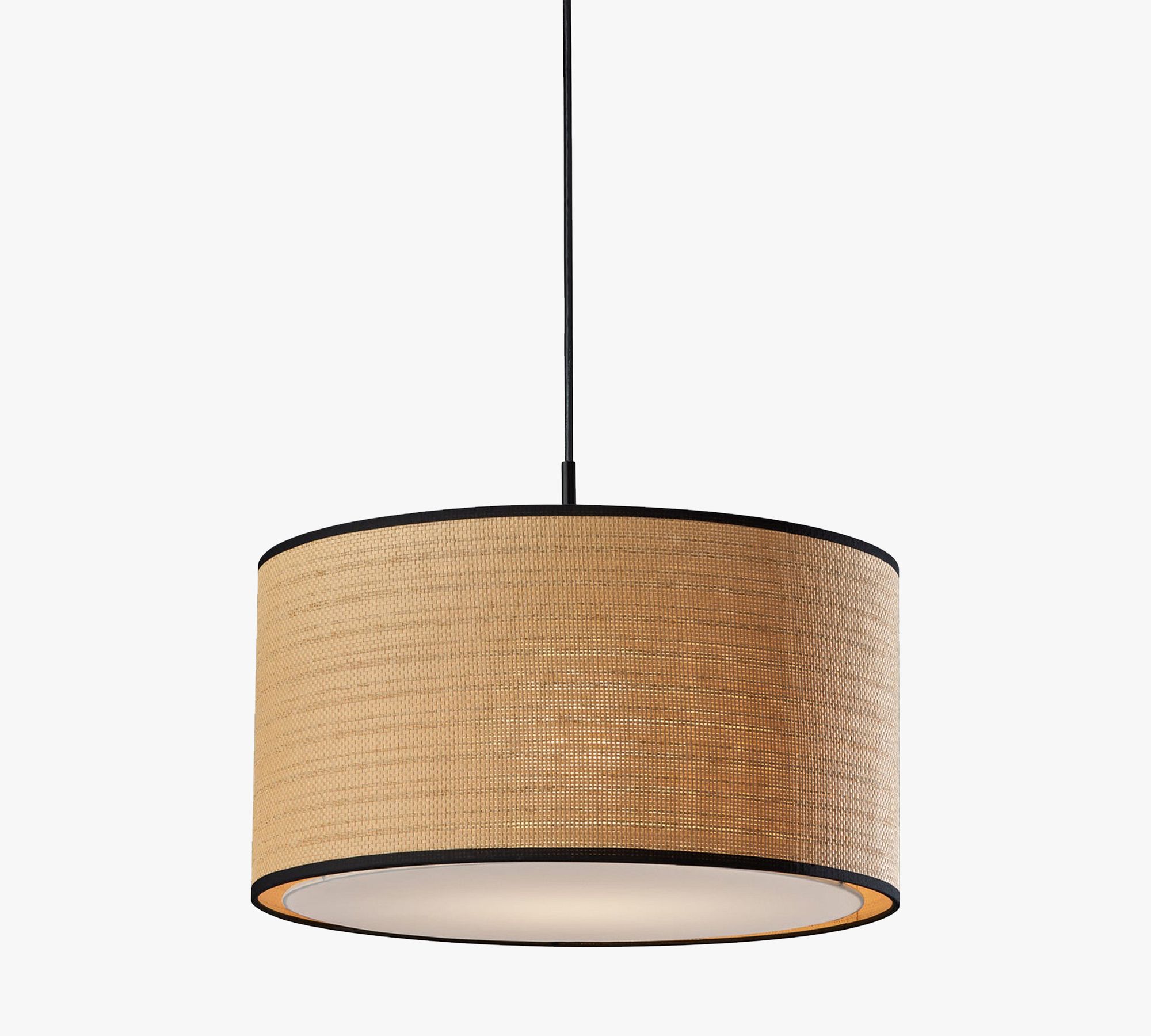 Dumora Fabric Drum Shade Pendant Light - Linen Design Hanging Light