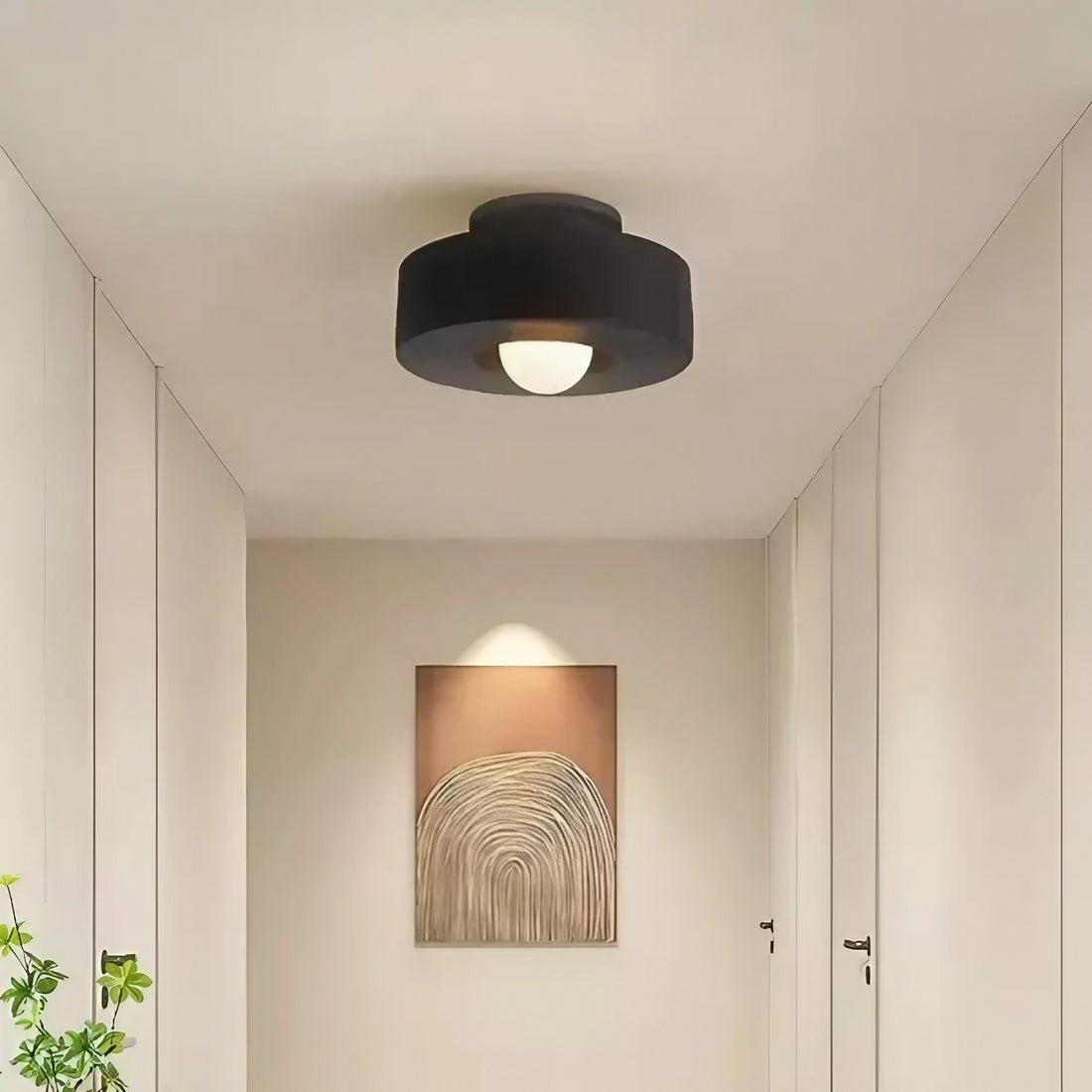 Plafonnier rond en résine – Style rétro Wabi Sabi pour intérieurs apaisants