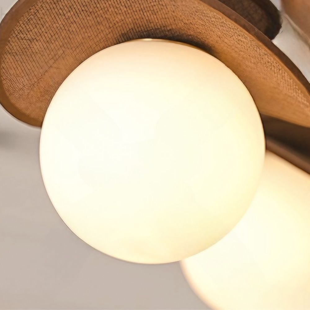 Raffia Multi Glass Globe Chandelier - Frosted Globe Lighting for Living Room