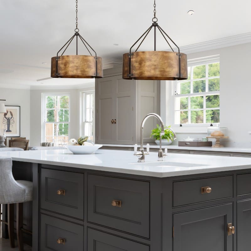 Suspension tambour vintage – Laiton de haute qualité, lumière chaude, installation facile