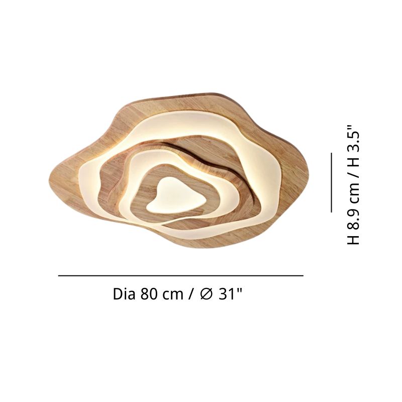 Wood Flush Mount Ceiling Light - Natural Beaded Pendant Design