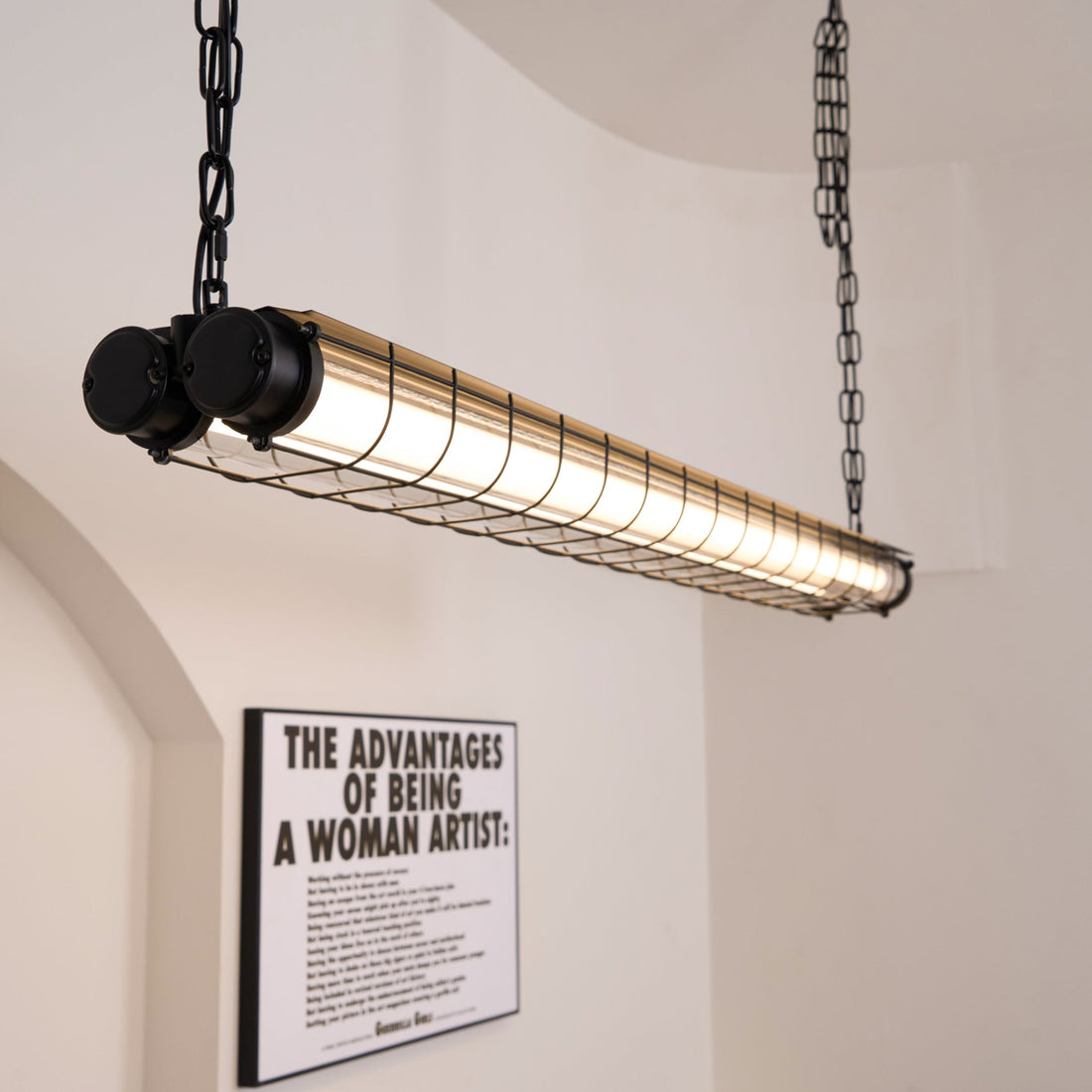 Handcrafted Glass Channel-Set Diffusers Linear Chandelier Sleek Design