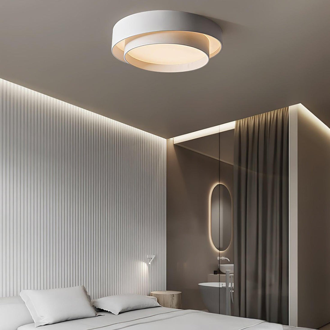 Plafonnier rond double couche – Design encastré en acrylique nordique