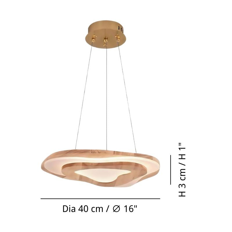 Wood Flush Mount Ceiling Light - Natural Beaded Pendant Design