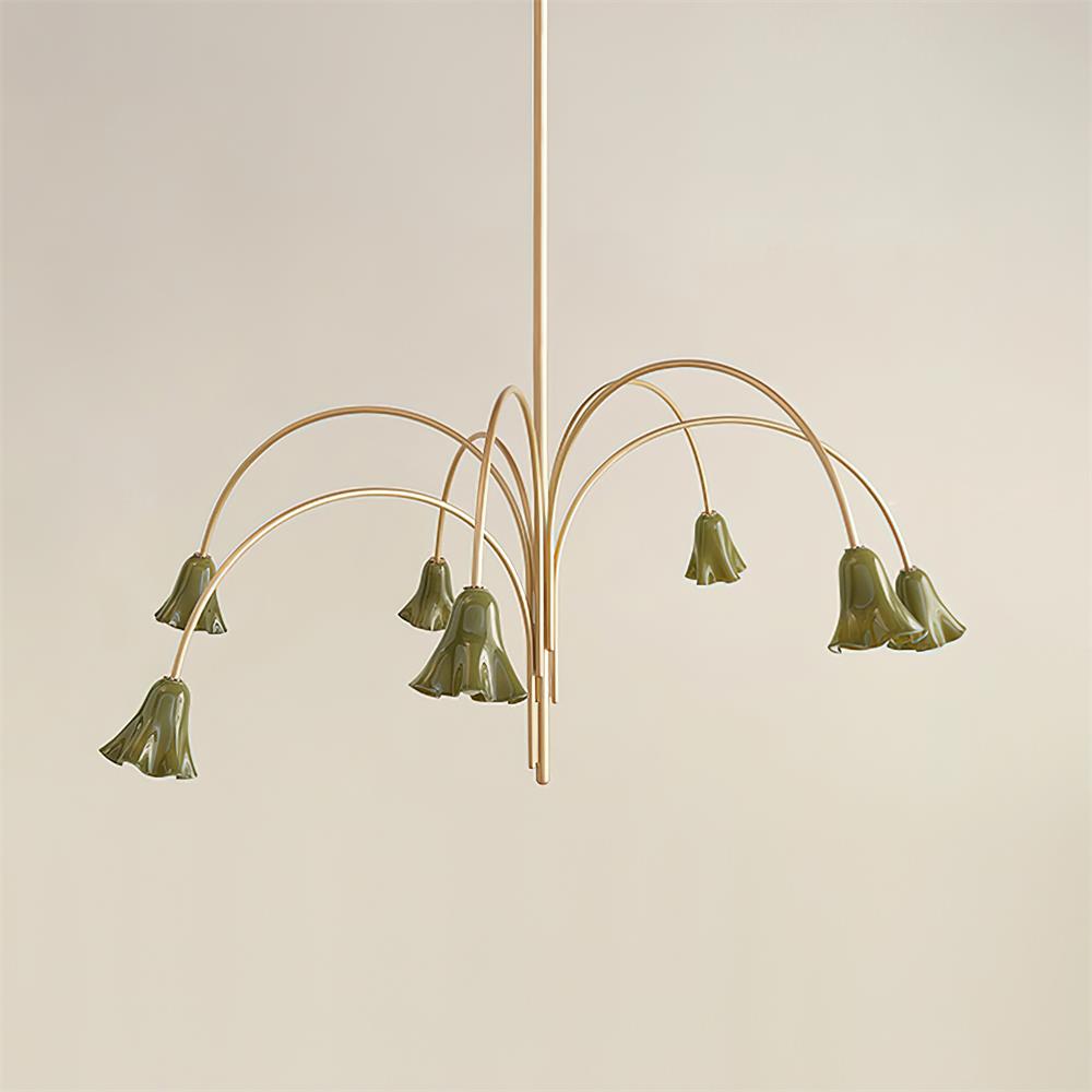 Bellina Modern Romantic Chandelier - Botanical Lily Design with Glass Flowers