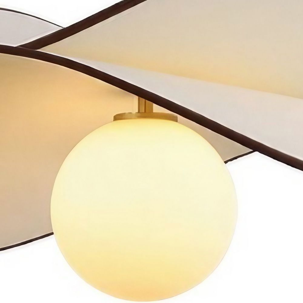 Tiered Rattan Milk Glass Globe Pendant Light - Natural Interiors Design