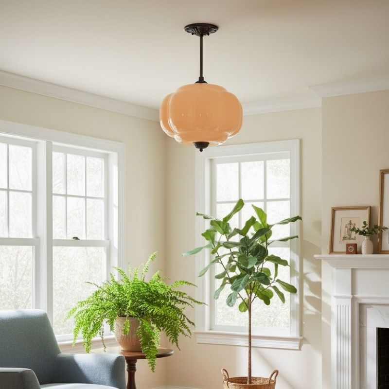 Eloise Vintage Pendant Light - Glass Semi-Flush Mount for Kitchen