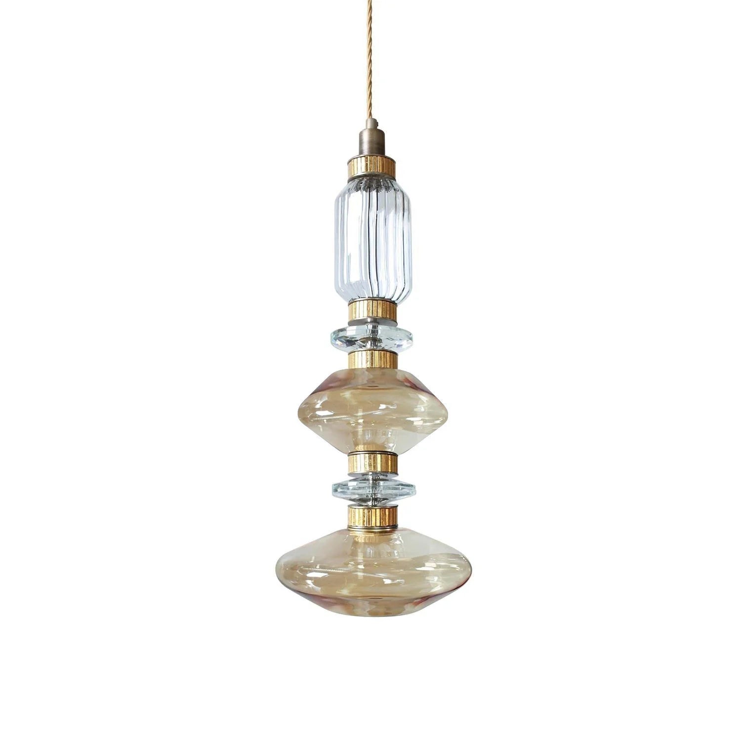 Sleek Hanging Light - Iron Metal Glass Gold Clear Hardwired Atmosphere