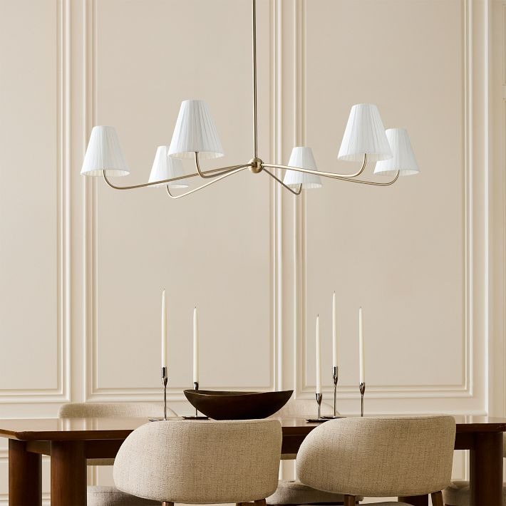 Fibura Modern Linen Chandelier - Metal Linear Light for Dining Room