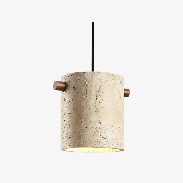 Wabi-Sabi Travertine Cylinder Pendant Light