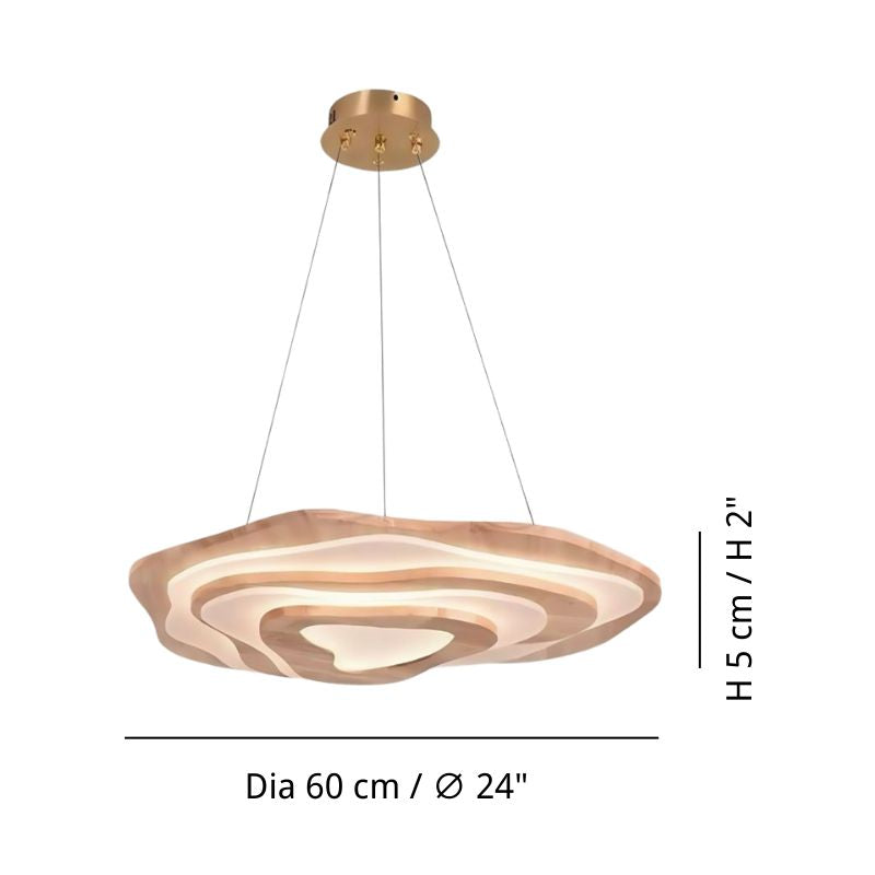 Wood Flush Mount Ceiling Light - Natural Beaded Pendant Design