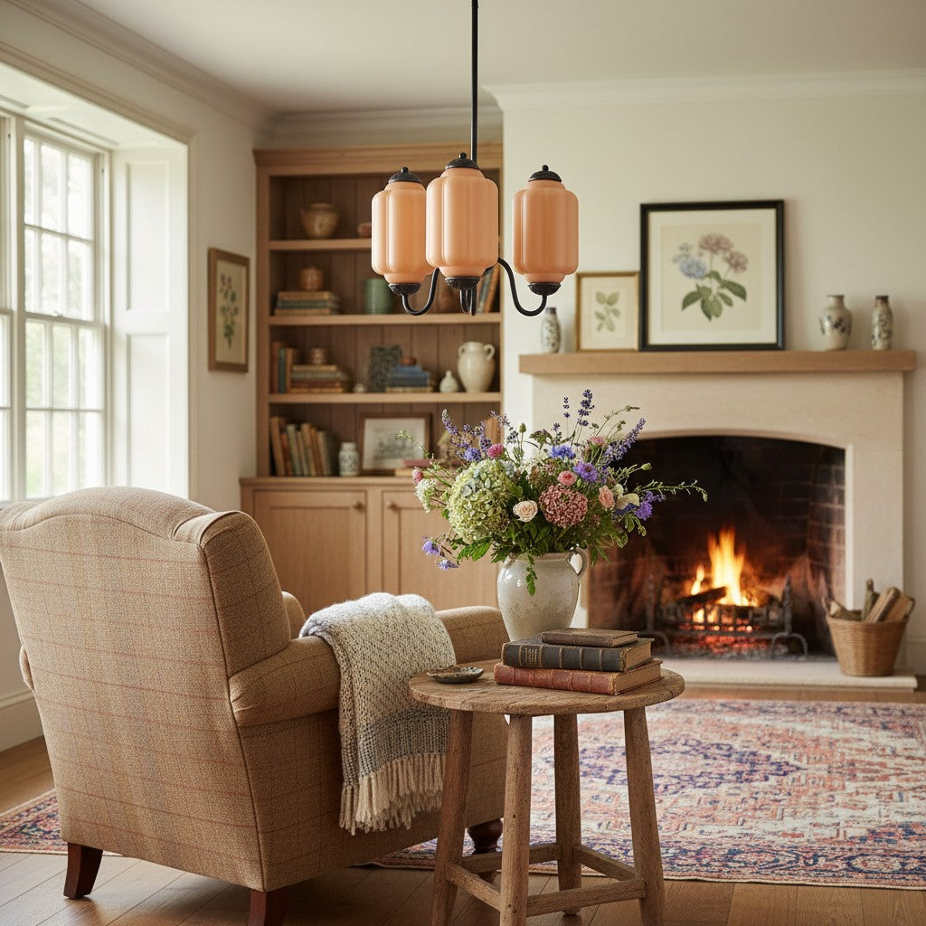 Eloise Vintage Glass Chandelier - Milk Glass Home Accent