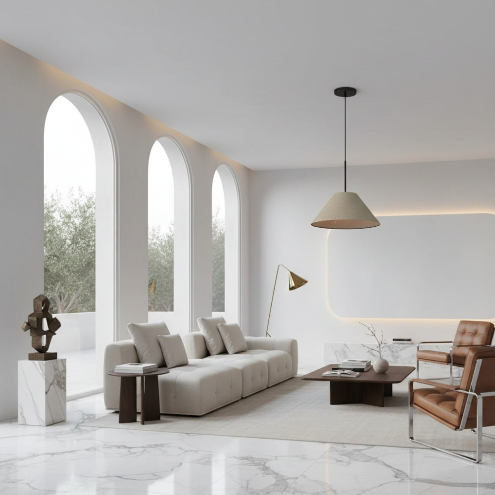 Conica Cone Fabric Pendant Light - Metal Adjustable Lamp for Bedroom