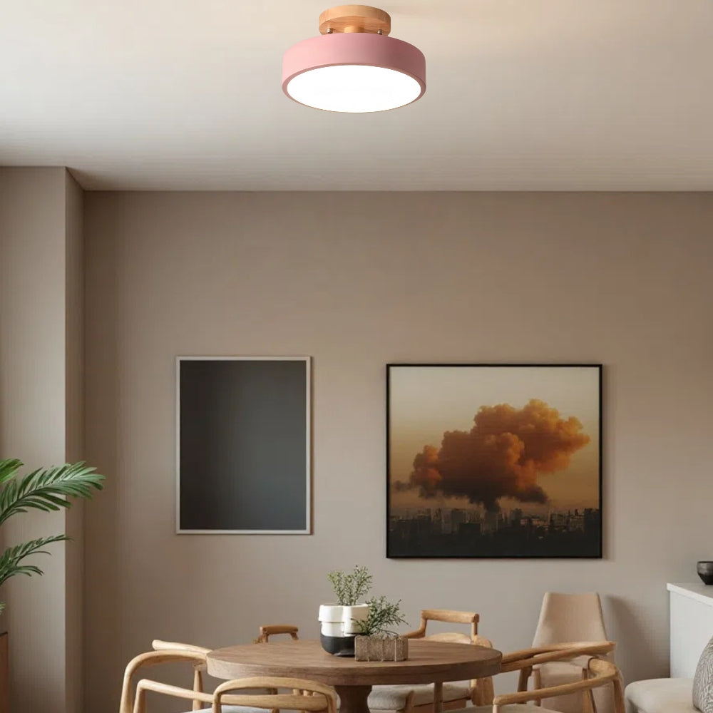 Macaroon Round Ceiling Lamp – Scandinavian Style Wooden Ceiling Light