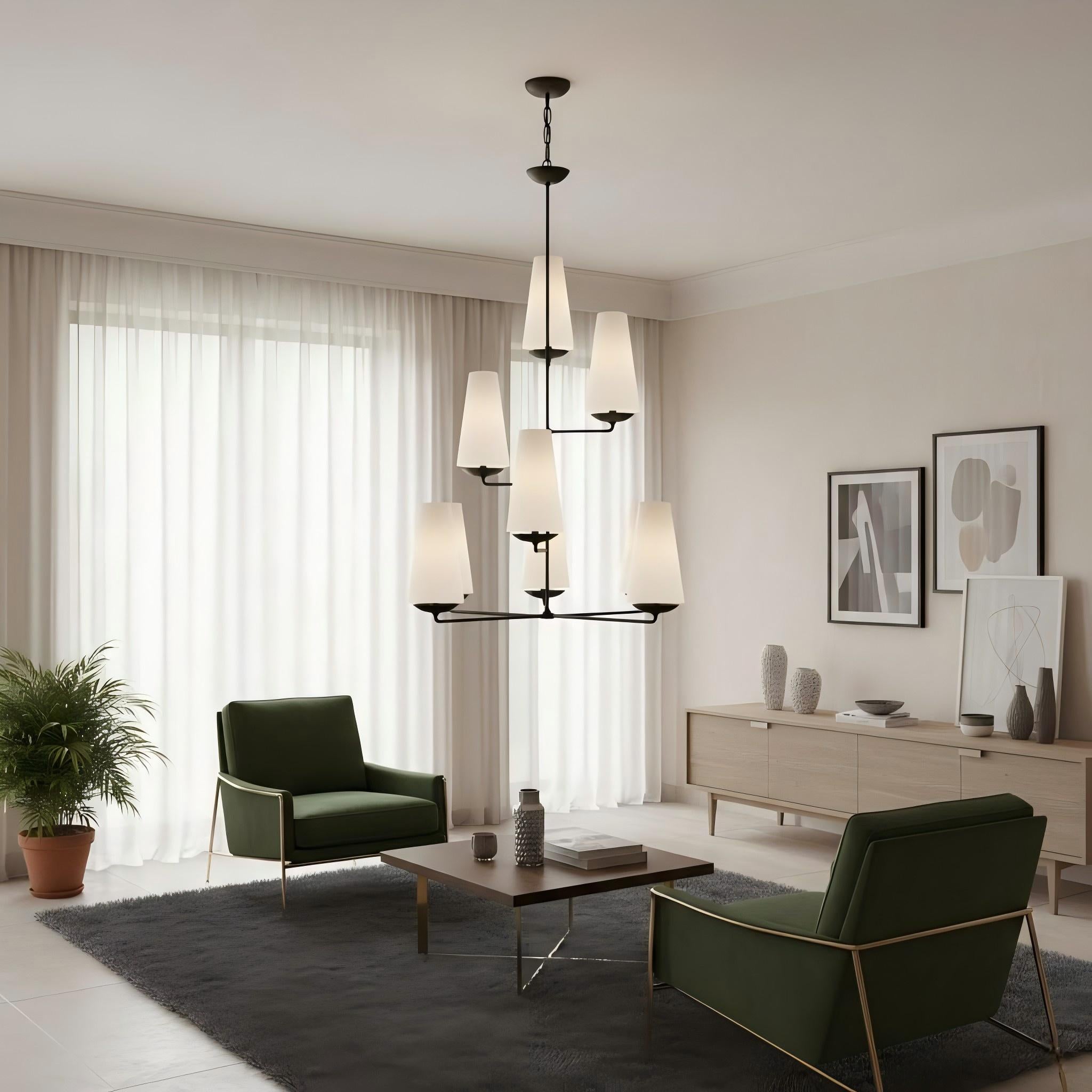 Contemporary Fontaine Vertical Chandelier - Modern Multi-Head Pendant Fixture