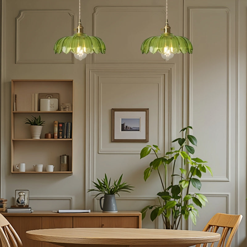 Glass Petal Pendant Lamp – Rustic Style Flower Design Light