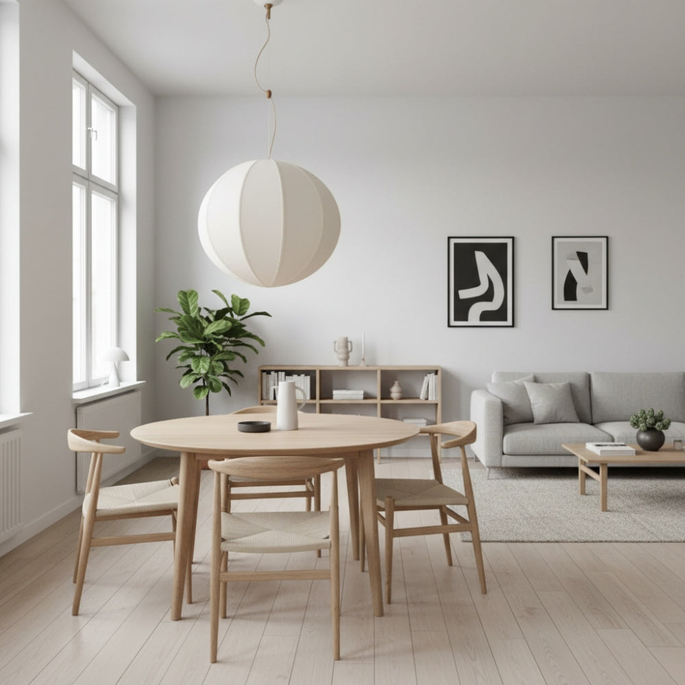 Alvian Linen Pendant Light - Adjustable Ball Dining Table Lighting