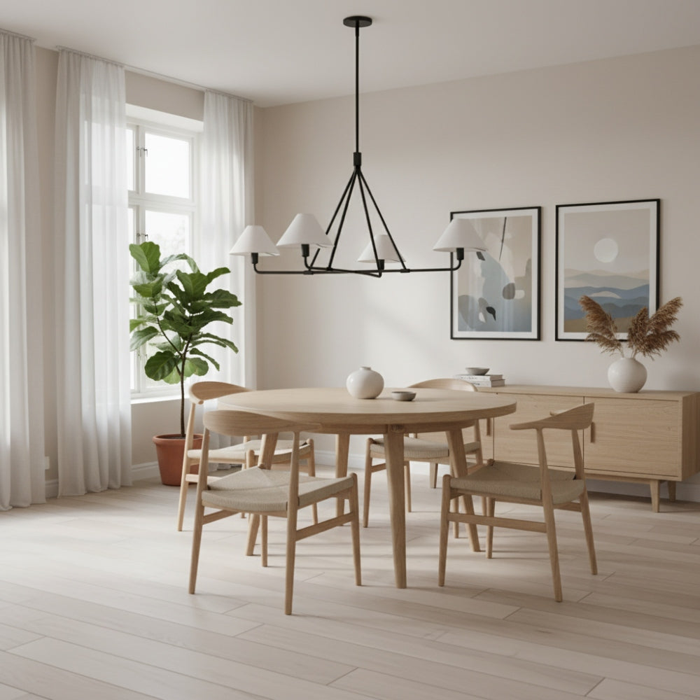 Diora Linen Adjustable Chandelier - Metal Modern Fixture for Living Room