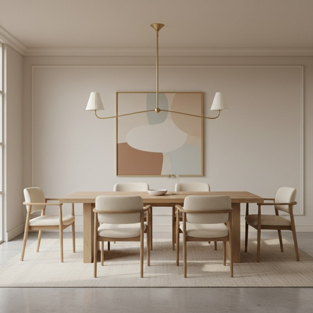 Fibura Modern Linen Chandelier - Metal Linear Light for Dining Room