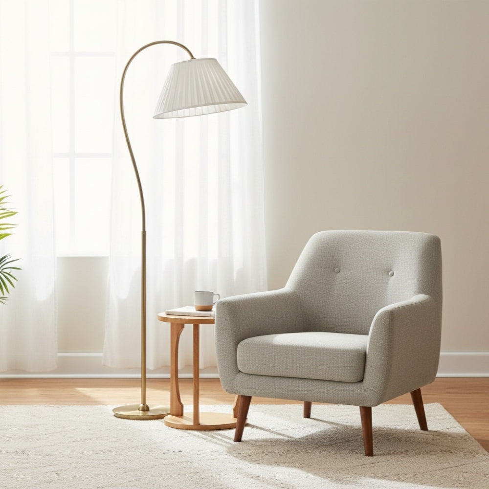 Luvora Pleated Linen Floor Lamp - Adjustable Retro Lamp for Farmhouse