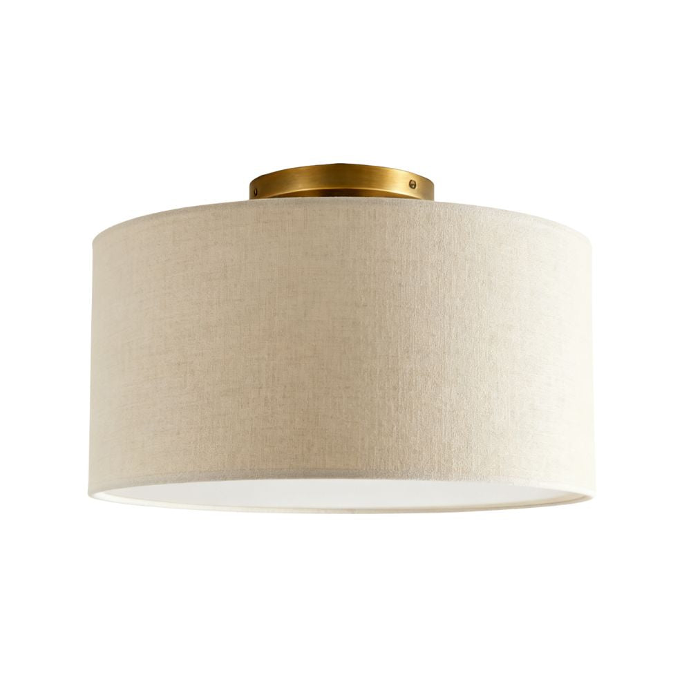 Jelvane Fabric Drum Ceiling Lamp - Linen Flush Mount Light for Hallway