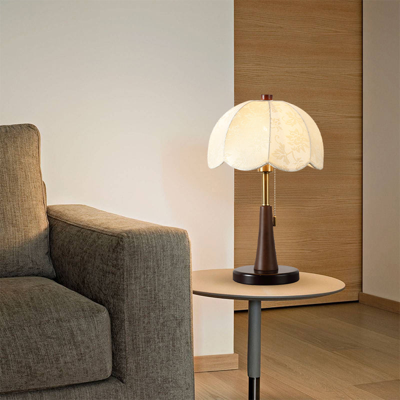 French Fabric Round Lantern Shape Table Lamp With Nostalgic Medieval Subliminal Glow For Living Room