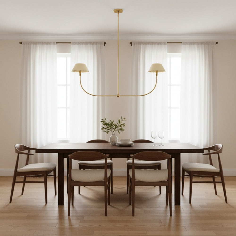 Foldray Scalloped Chandelier - Leather Linear Lamp for Dining Room