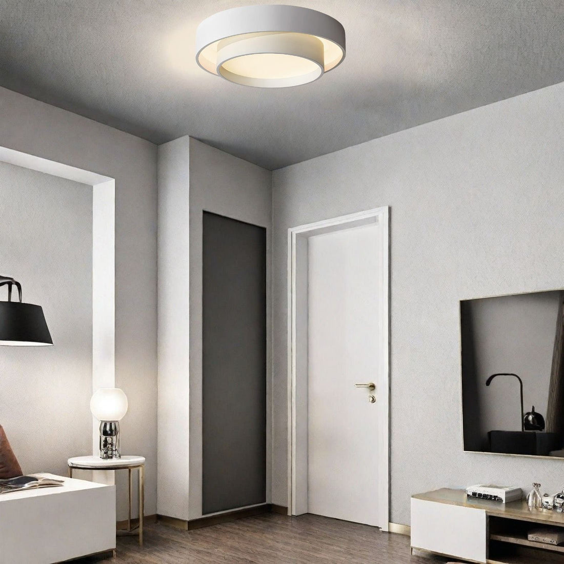 Plafonnier rond double couche – Design encastré en acrylique nordique
