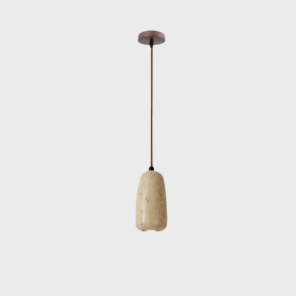 Travertine Pendant Light - Natural Organic Travertine Shade