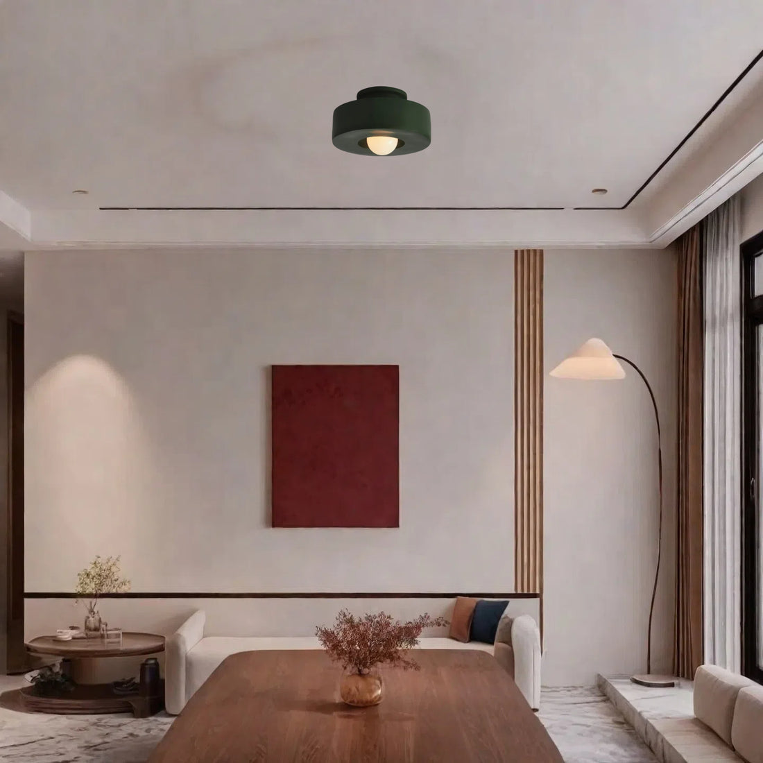 Plafonnier rond en résine – Style rétro Wabi Sabi pour intérieurs apaisants