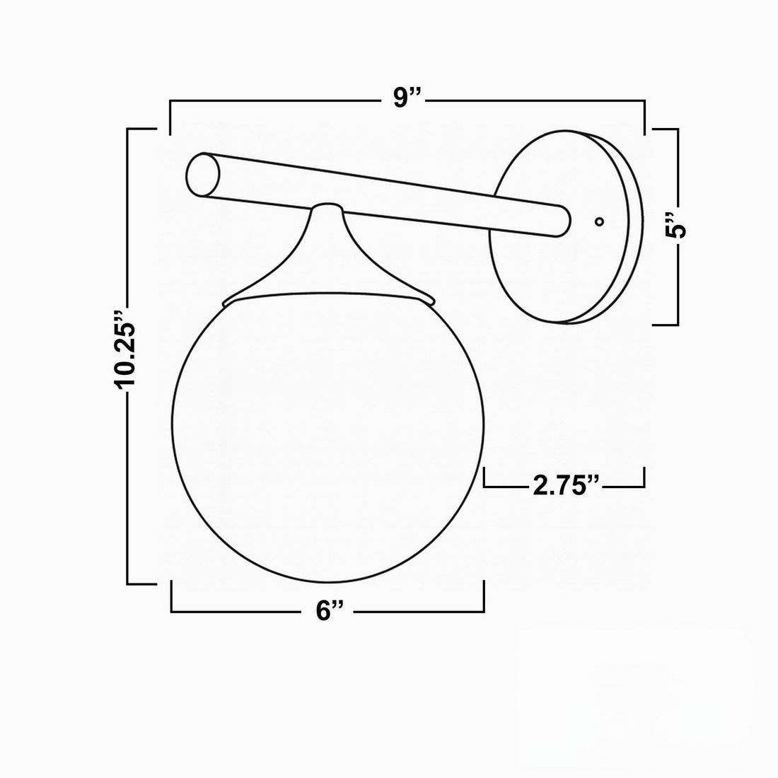 Glorica Glass Wall Sconce - Frosted Globe Light