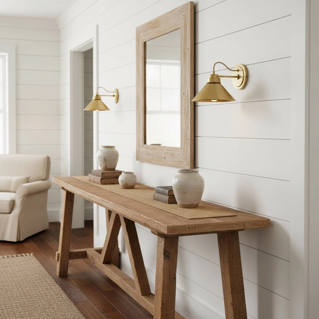 Aurenza Sconce – Farmhouse Wall Light with Metal Accents for Cozy Spaces