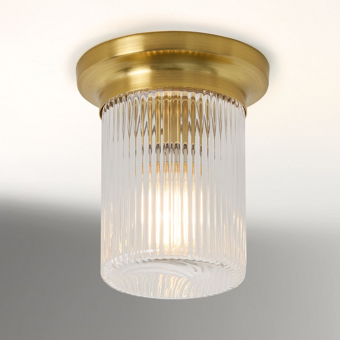 Plafonnier encastré en verre cannelé Rivora – Plafonnier robuste et nervuré